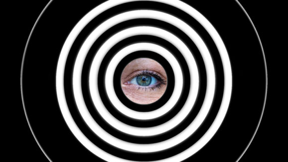 White,Circles,On,A,Black,Background.,In,The,Center,Is